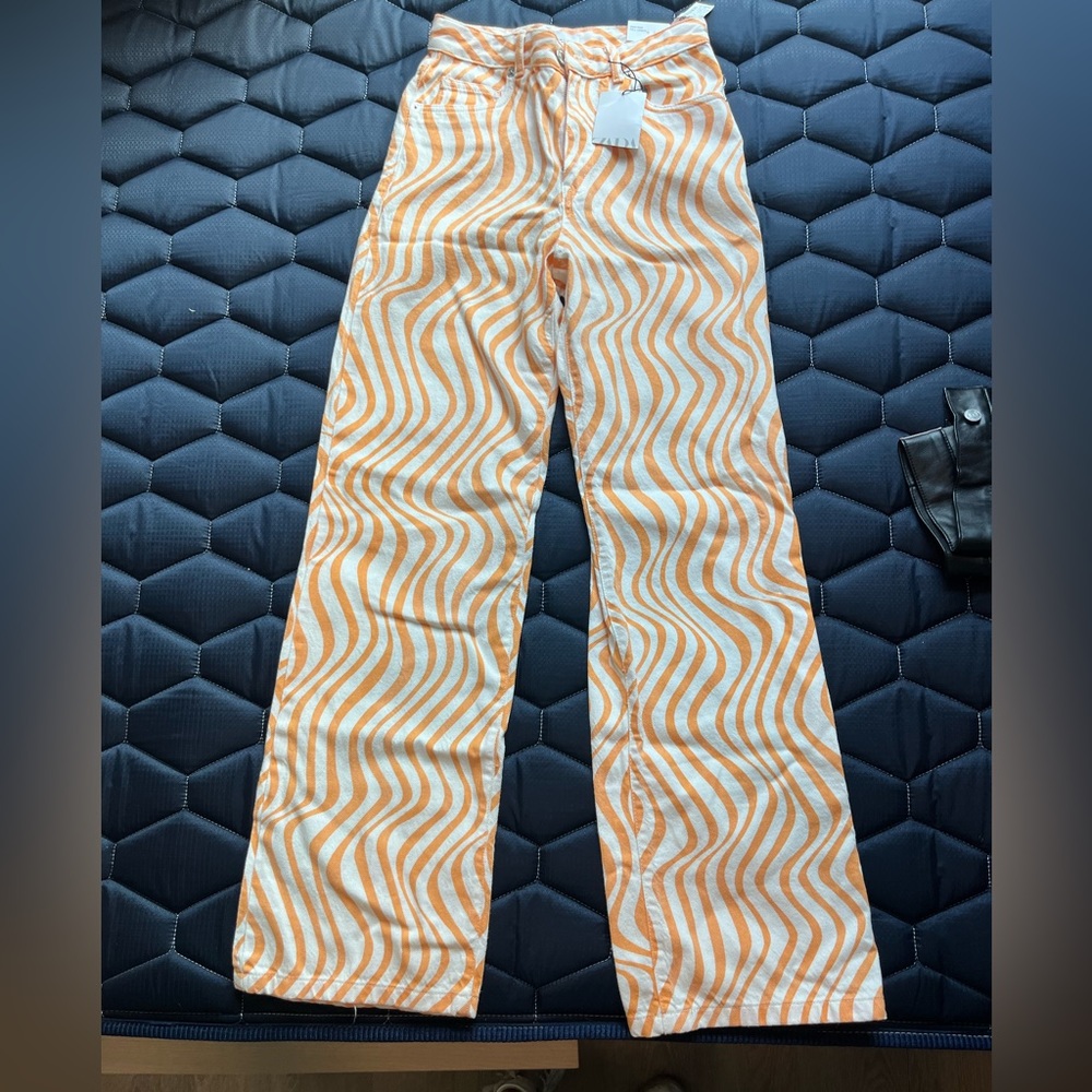 Zara orange wavy jeans